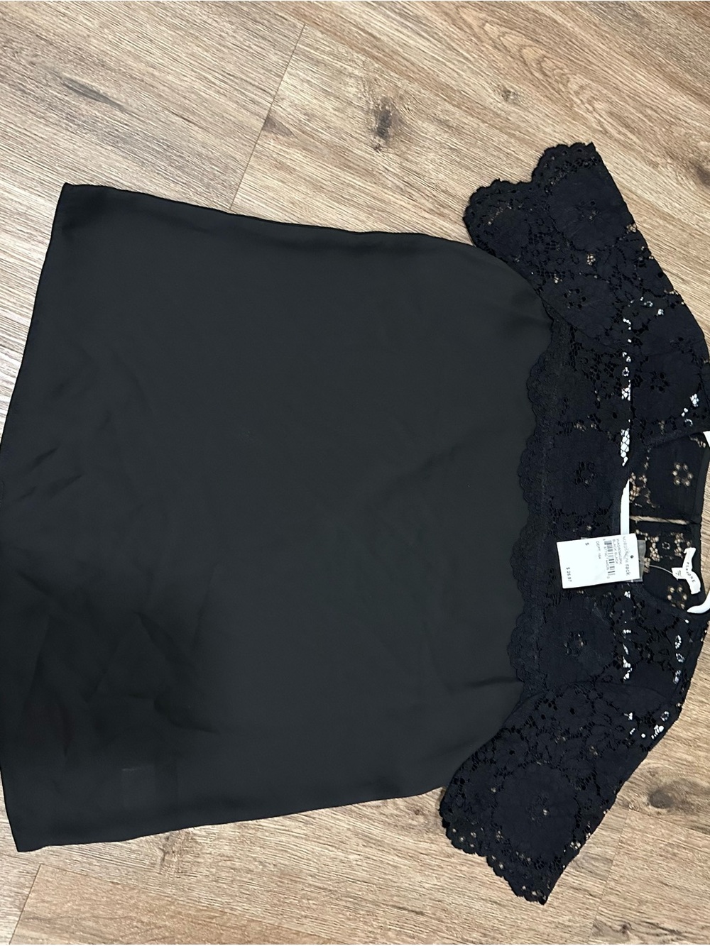Pleione Black Floral Lace Top